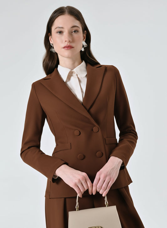 Giacca Doppiopetto in Scuba Mano Crepe
