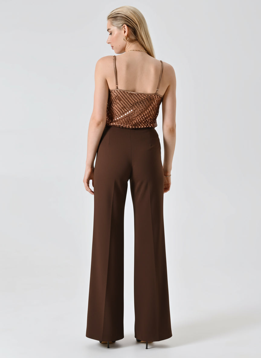 Pantaloni Palazzo in Scuba mano Crepe