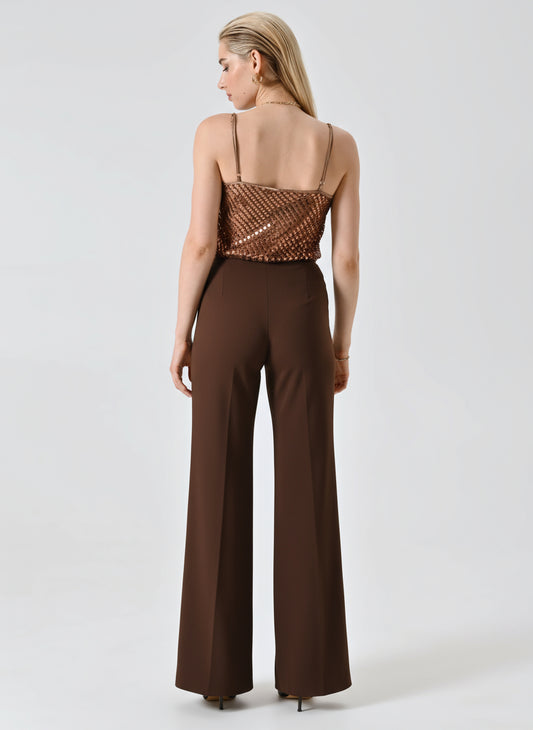 Pantaloni Palazzo in Scuba mano Crepe