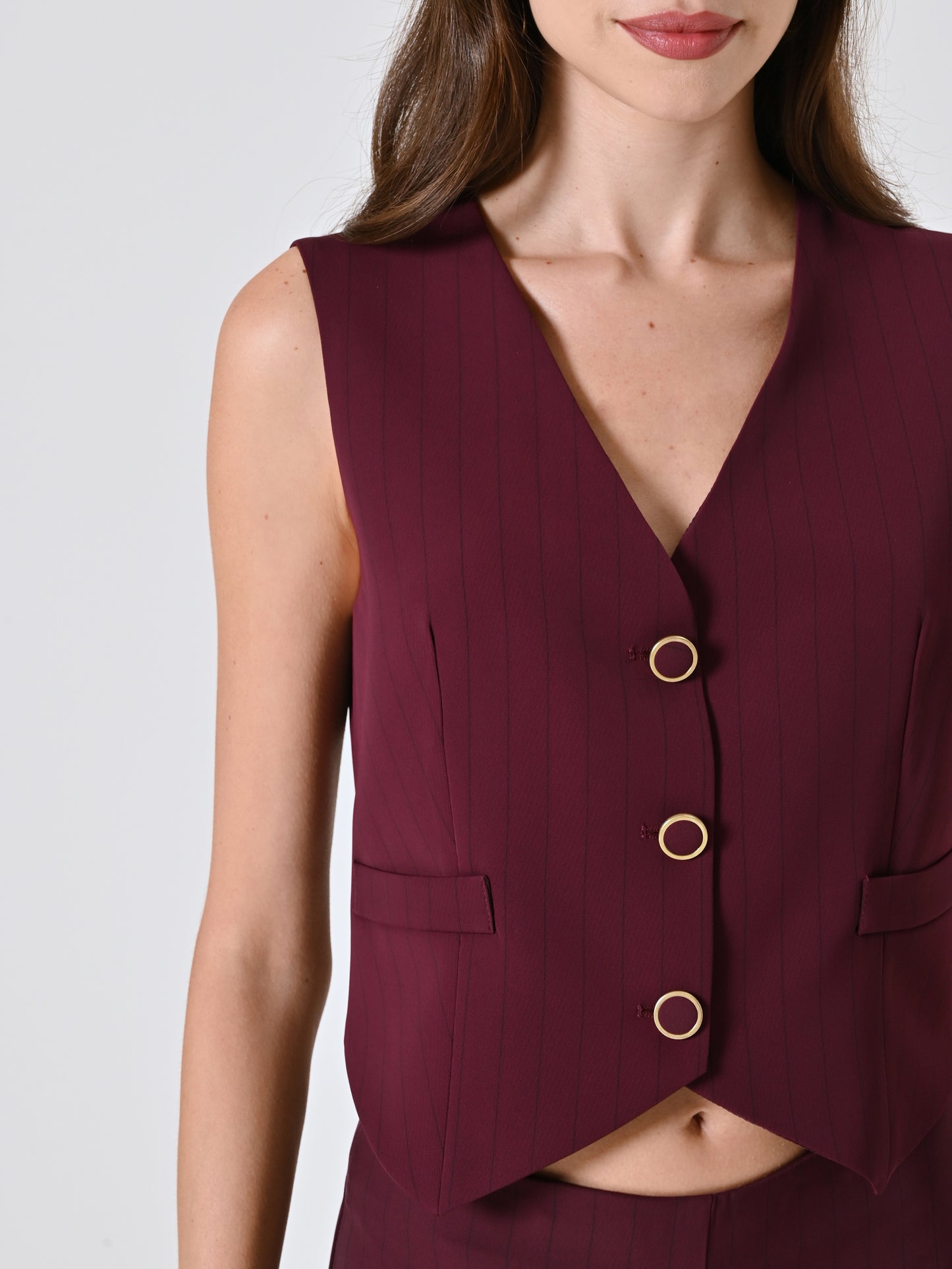 Gilet Bordeaux con Riga Nera