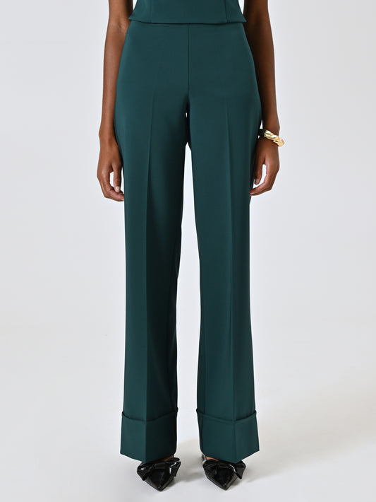 Pantaloni Ampi con Maxi Risvolto in Tessuto Tecnico
