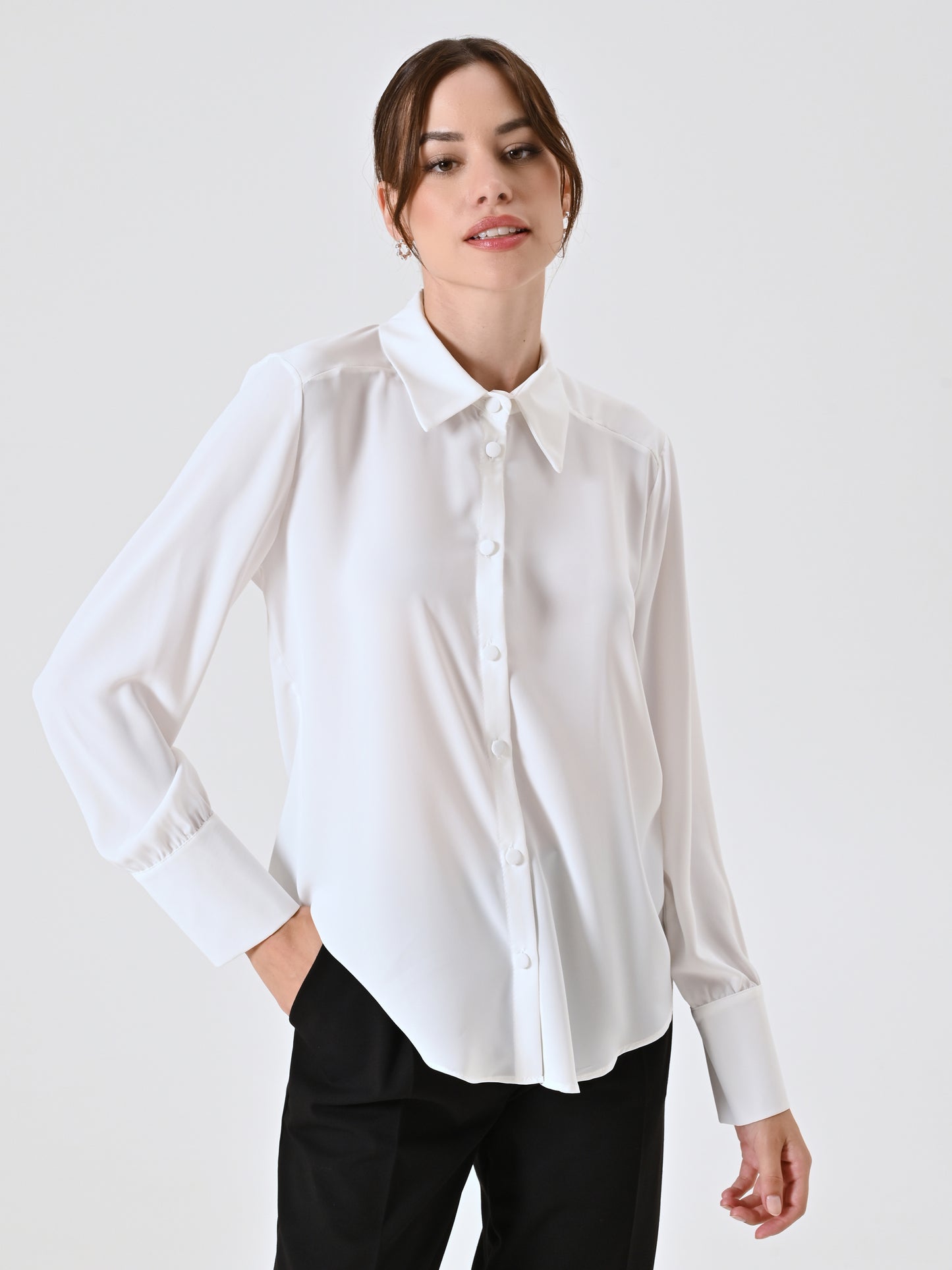 Camicia con Bottoncini Ricoperti