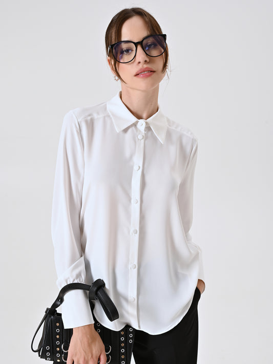 Camicia con Bottoncini Ricoperti