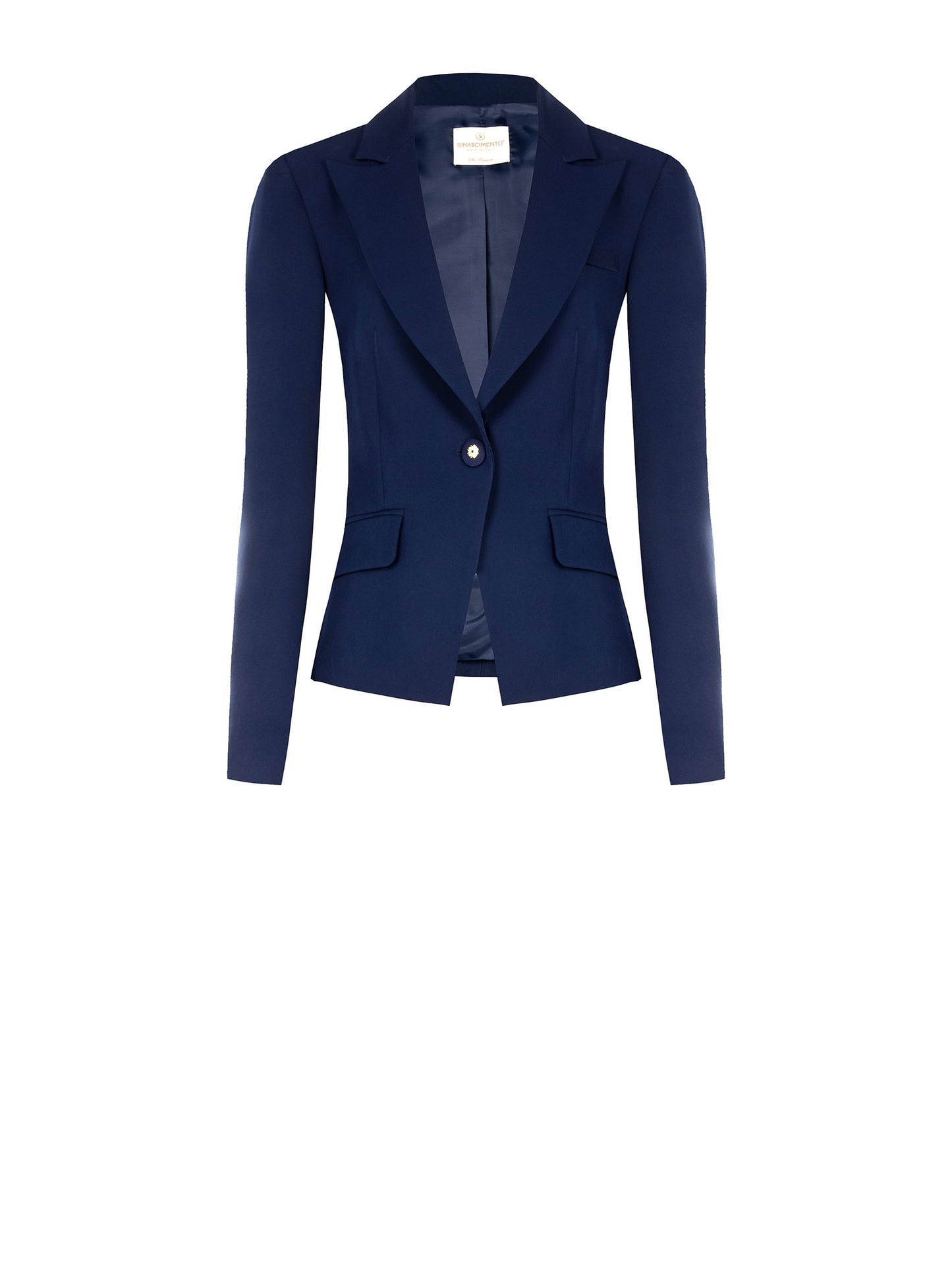 Giacca Blazer Corta Sfiancata in Tessuto Tecnico con Bottone Logo