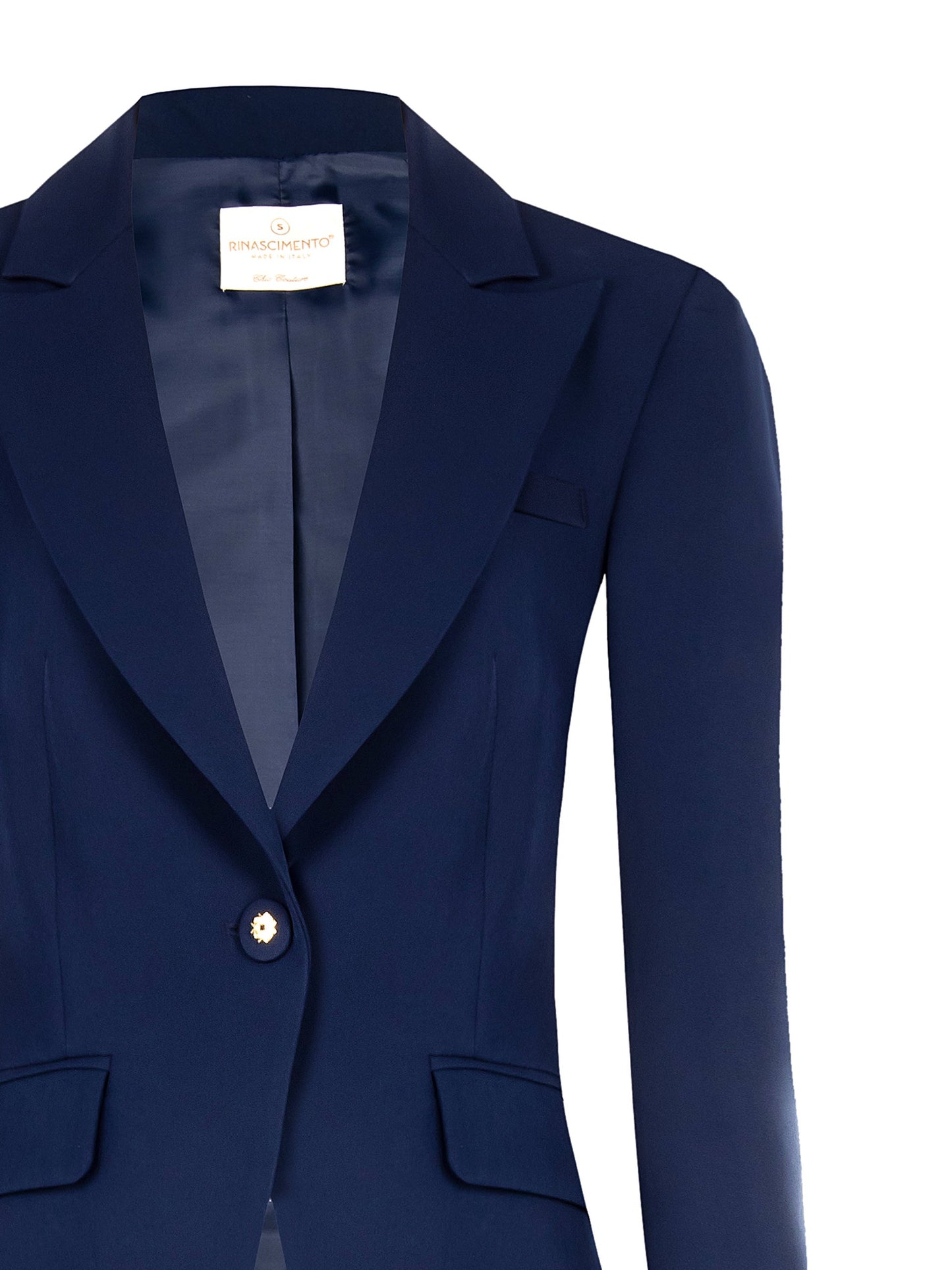 Giacca Blazer Corta Sfiancata in Tessuto Tecnico con Bottone Logo