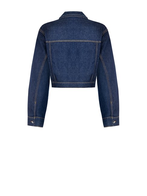 Giubbotto di Jeans Elasticizzato con Tasche e Taschini