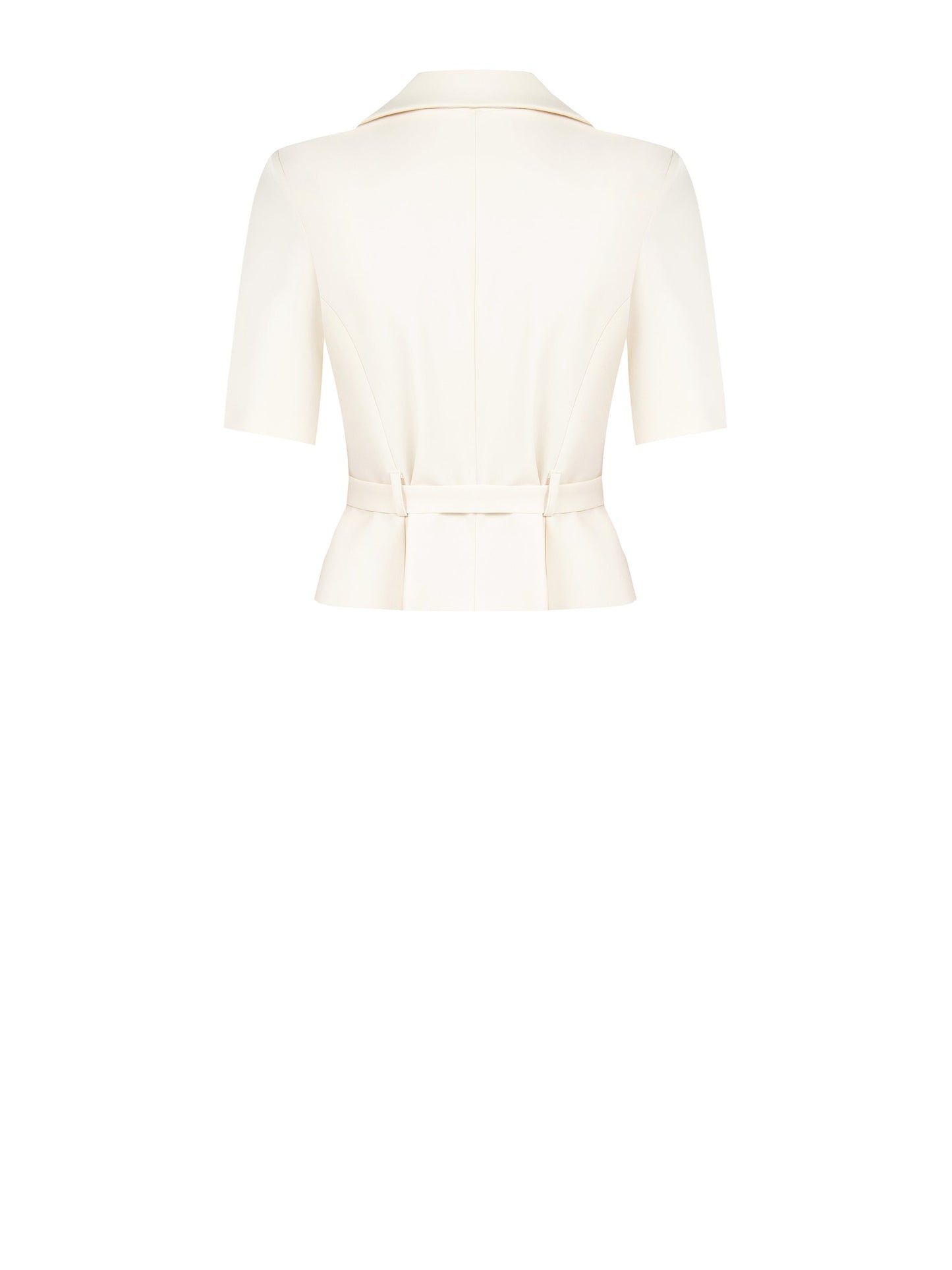 Giacca Blazer Crop in Tessuto Fluido con Cintura Coordinata