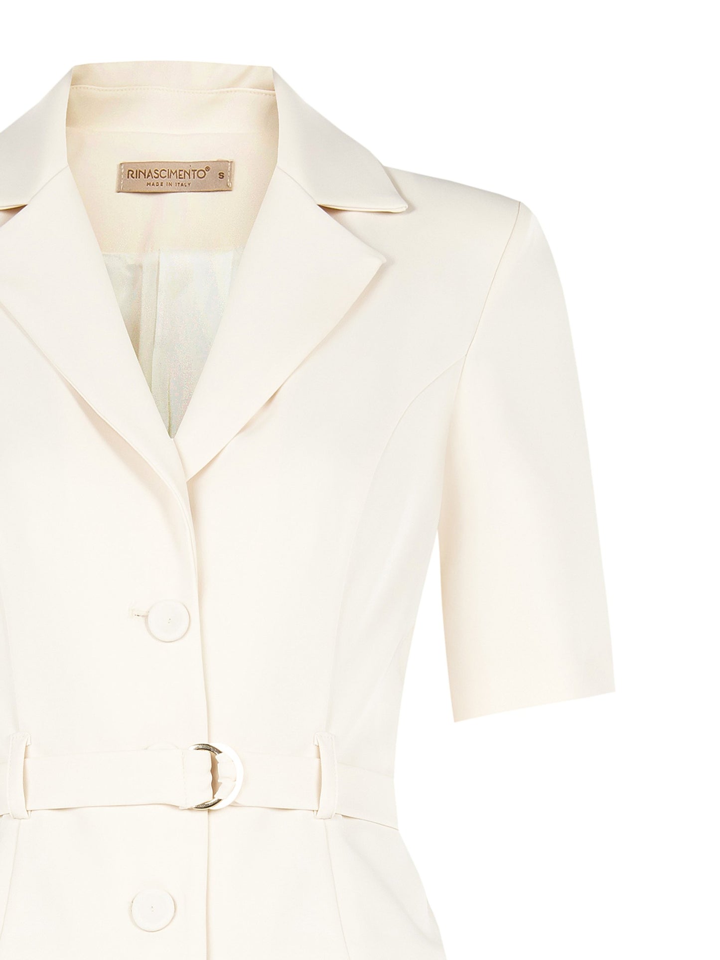 Giacca Blazer Crop in Tessuto Fluido con Cintura Coordinata