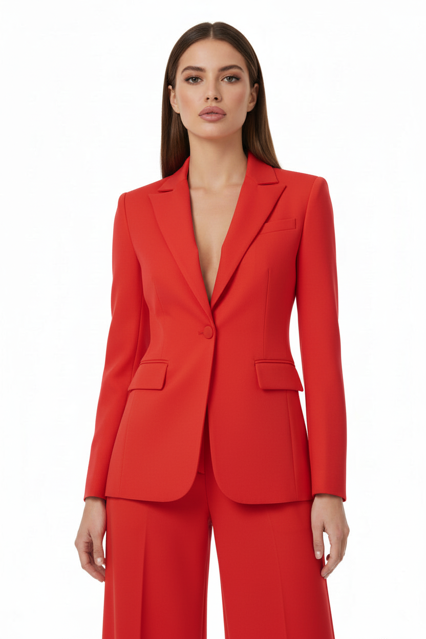 Giacca Blazer Corta in Tessuto Fluido con Bottone