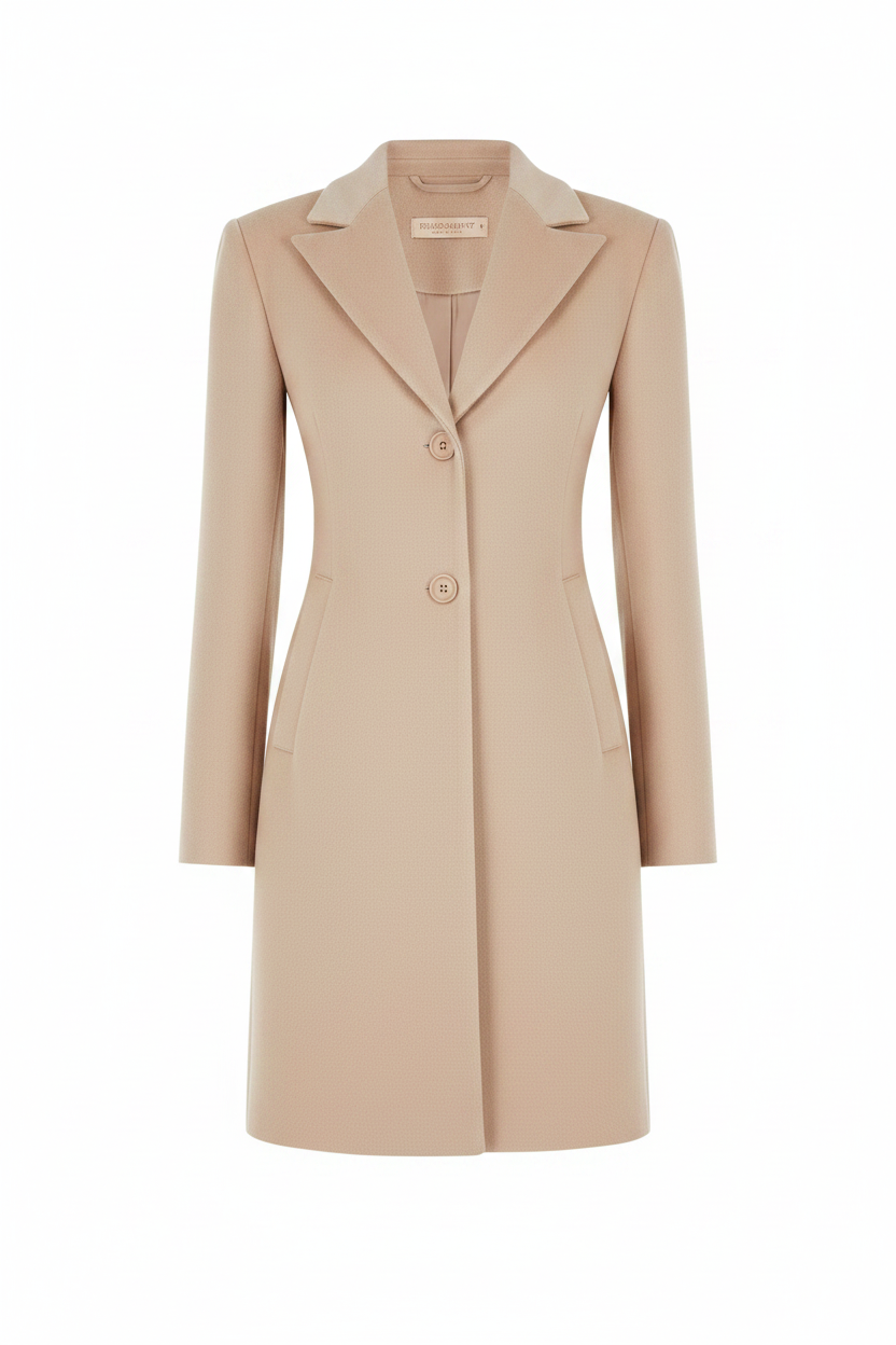 Cappotto Medio Sfiancato in Panno con Rever