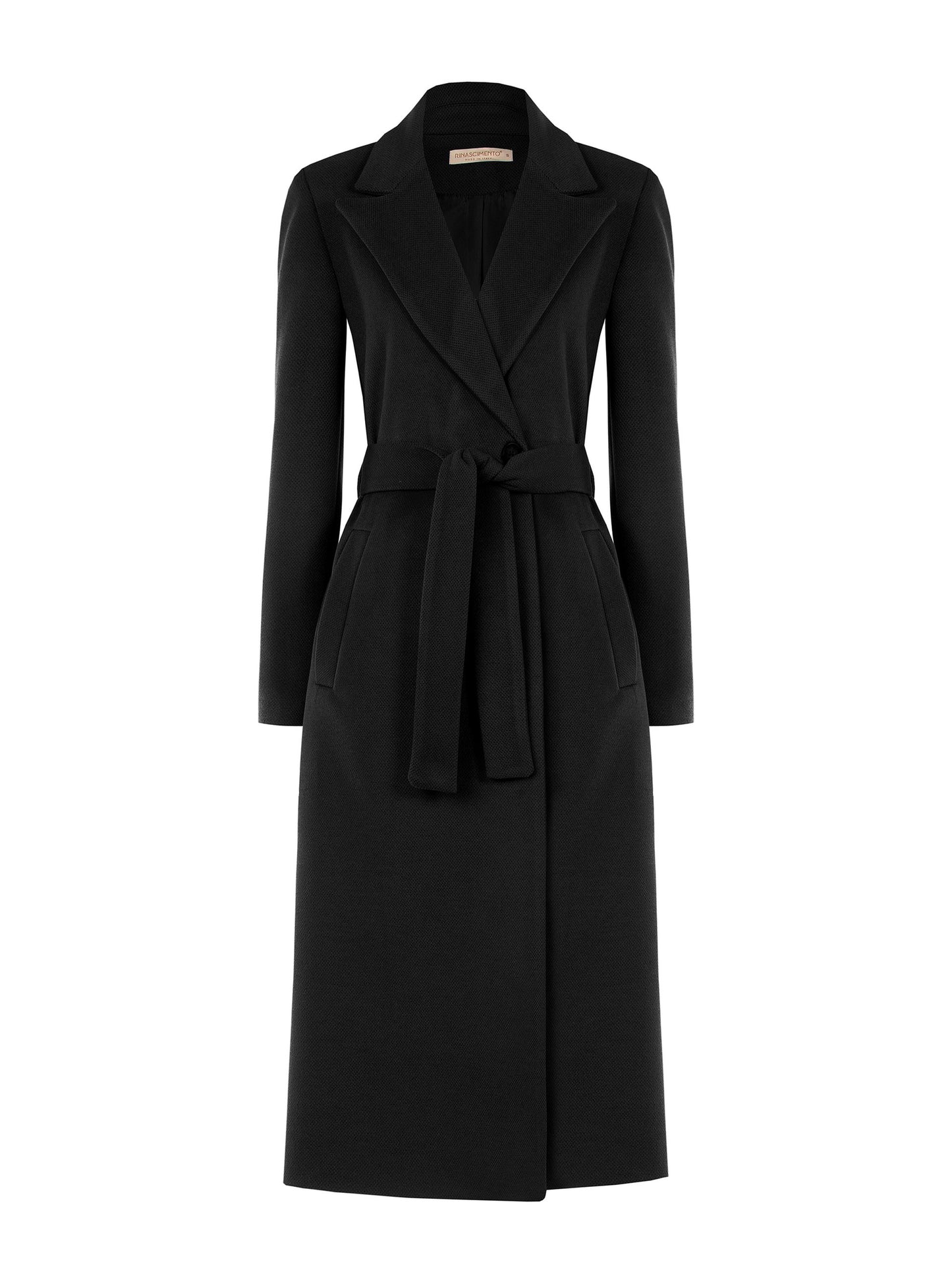 Cappotto in Panno Linea Dritta con Cintura Abbinata