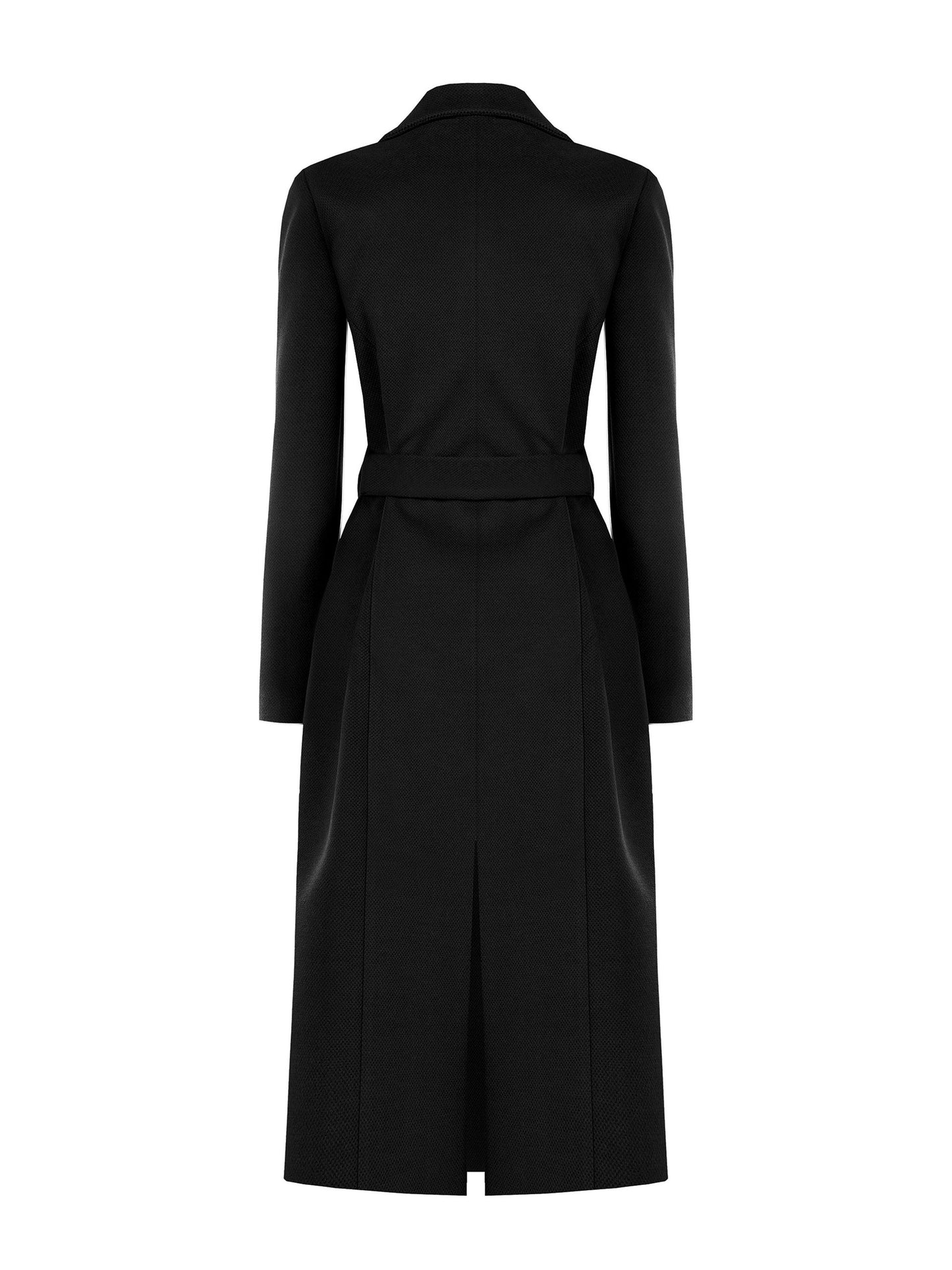 Cappotto in Panno Linea Dritta con Cintura Abbinata