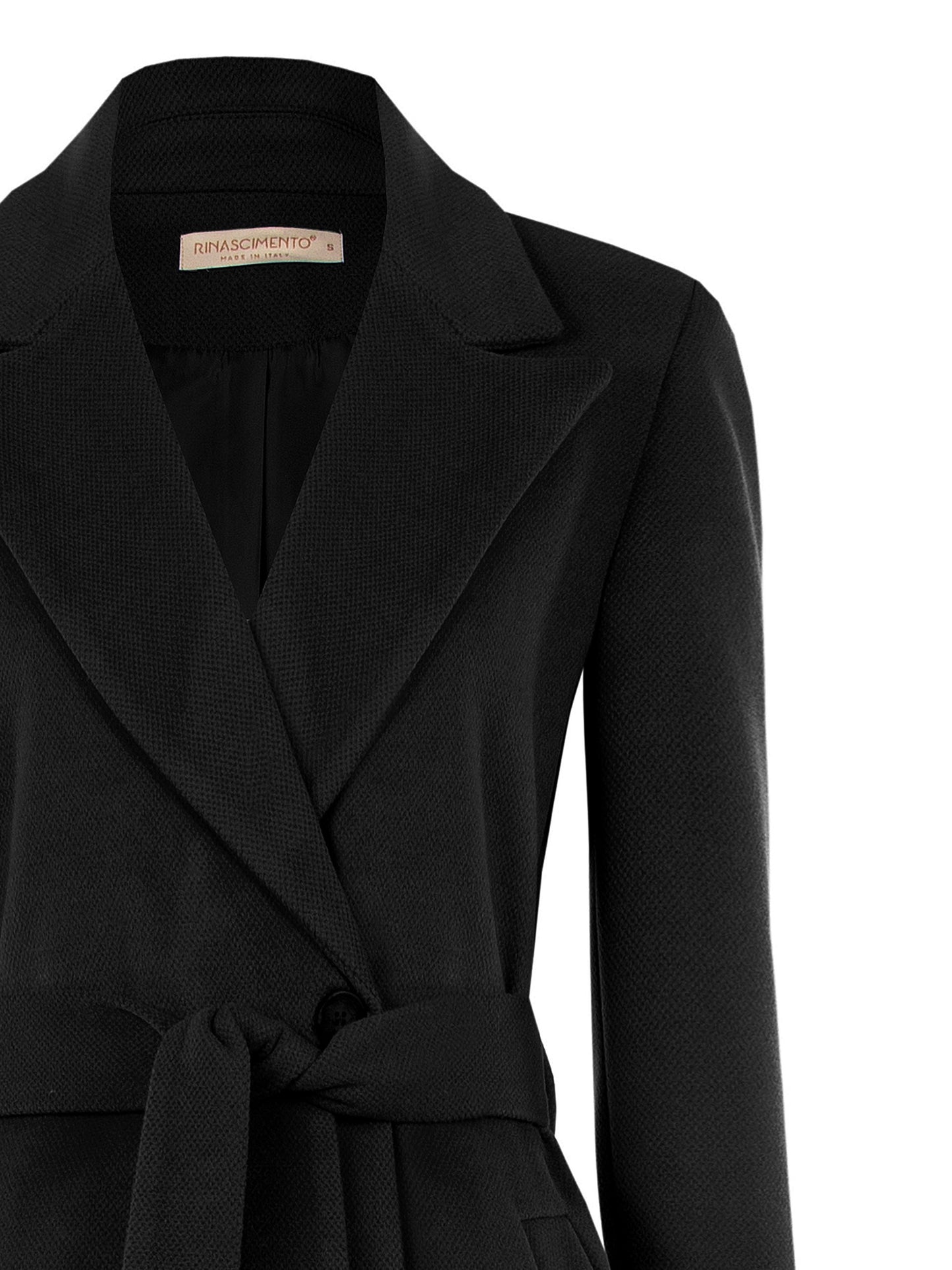 Cappotto in Panno Linea Dritta con Cintura Abbinata