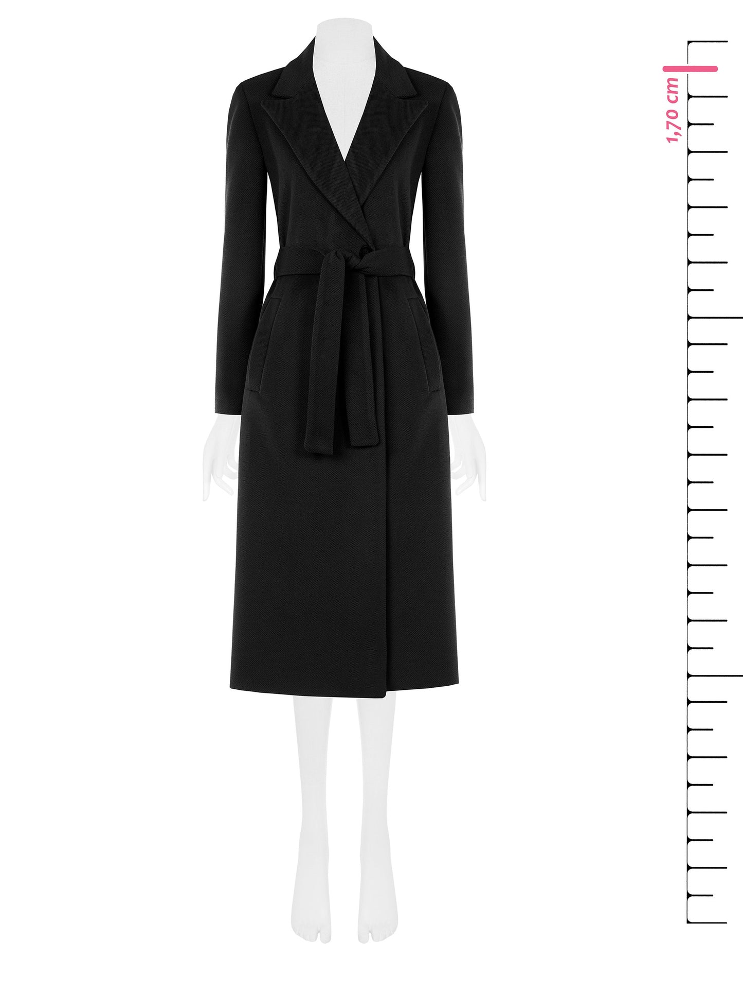 Cappotto in Panno Linea Dritta con Cintura Abbinata
