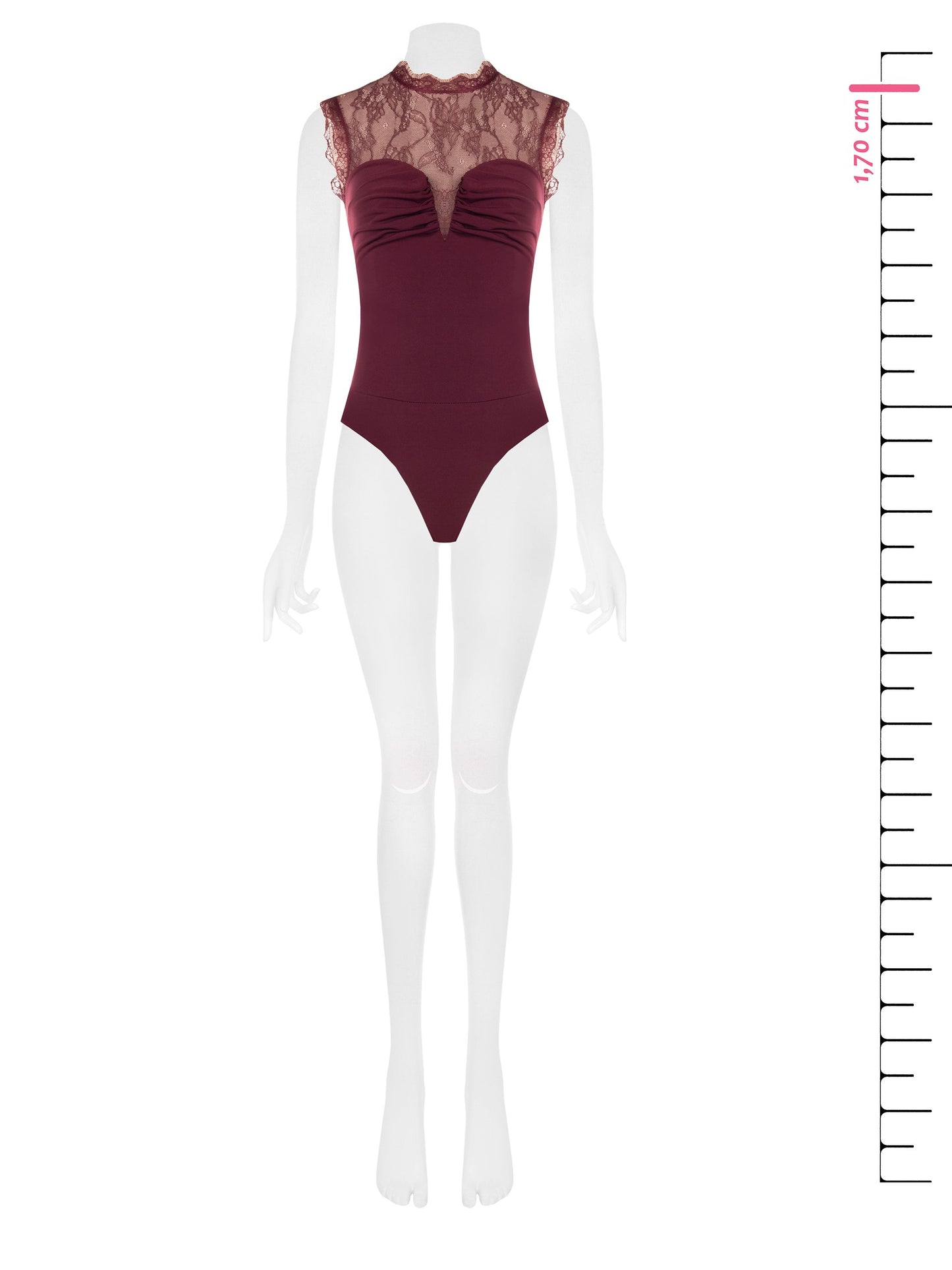 Body Aderente in Maglina con Inserto in Pizzo Chantilly