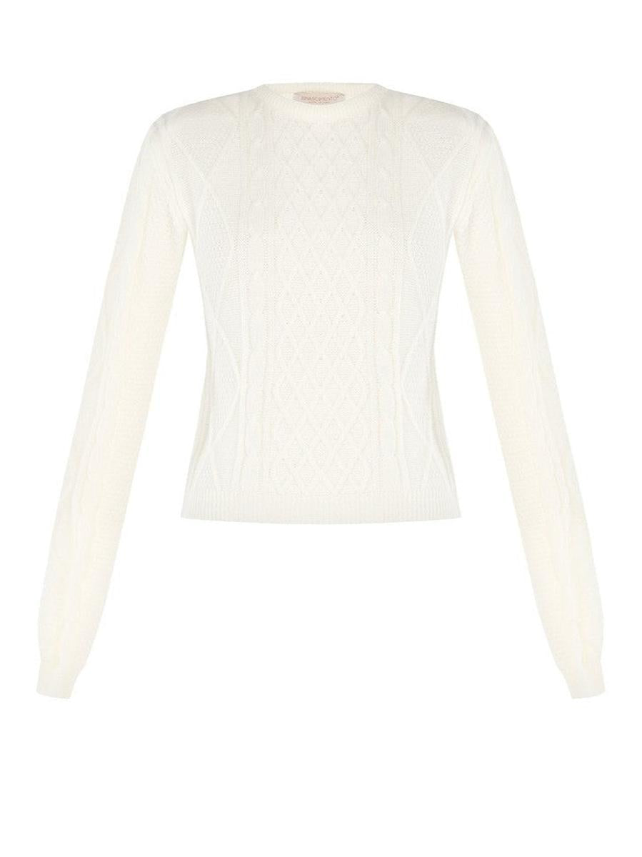 Maglione Corto a Trecce e Rombi