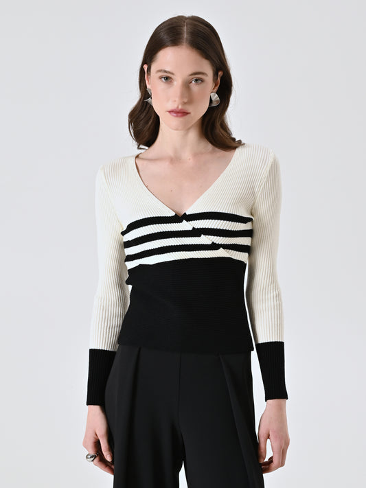 Maglia Scaldacuore a Righe Bianche e Nere