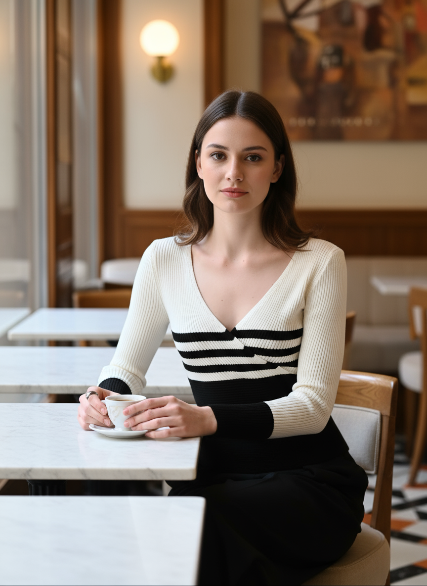 Maglia Scaldacuore a Righe Bianche e Nere