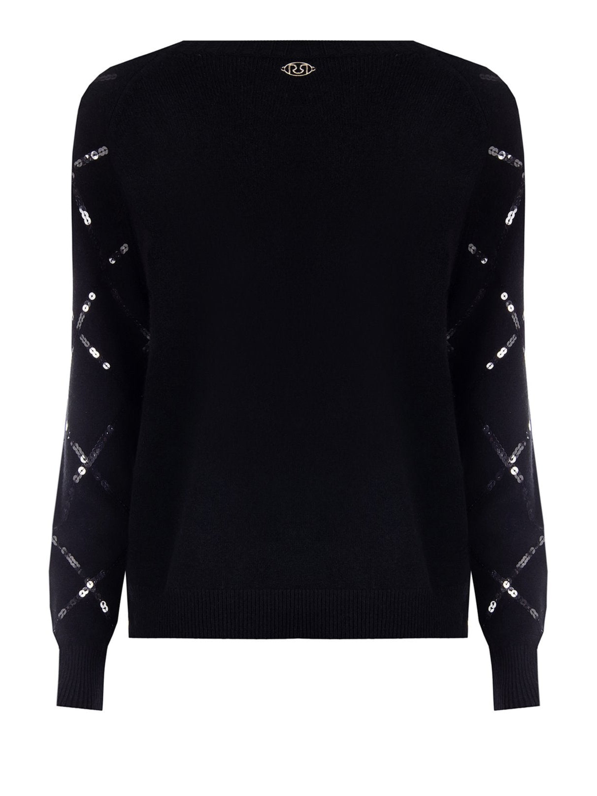 Maglione a Rombi in Strass con Scollo a V