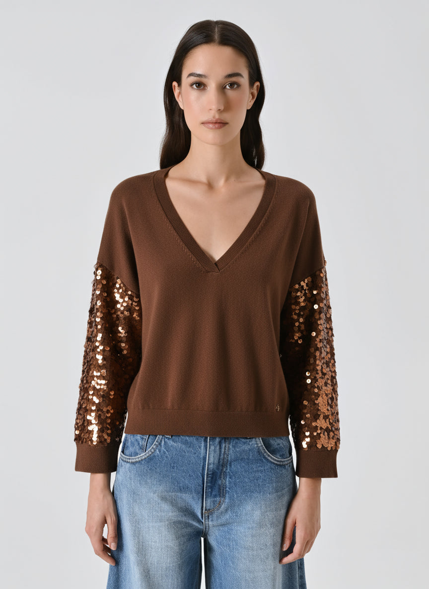 Maglia con Maniche Paillettes