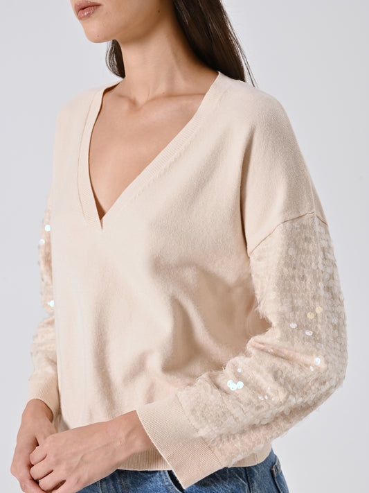 Maglia con Maniche Paillettes