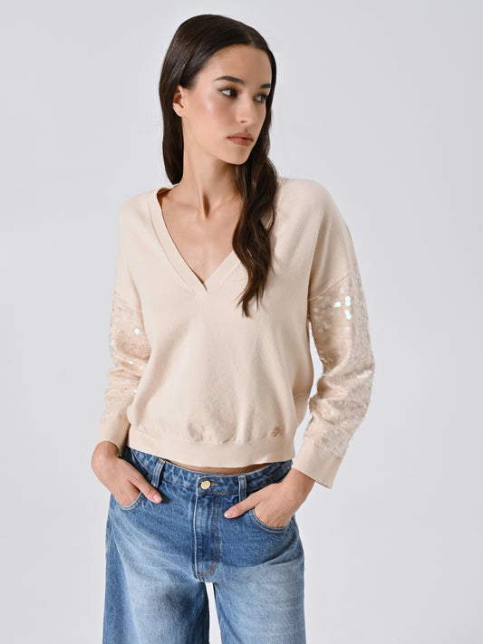 Maglia con Maniche Paillettes