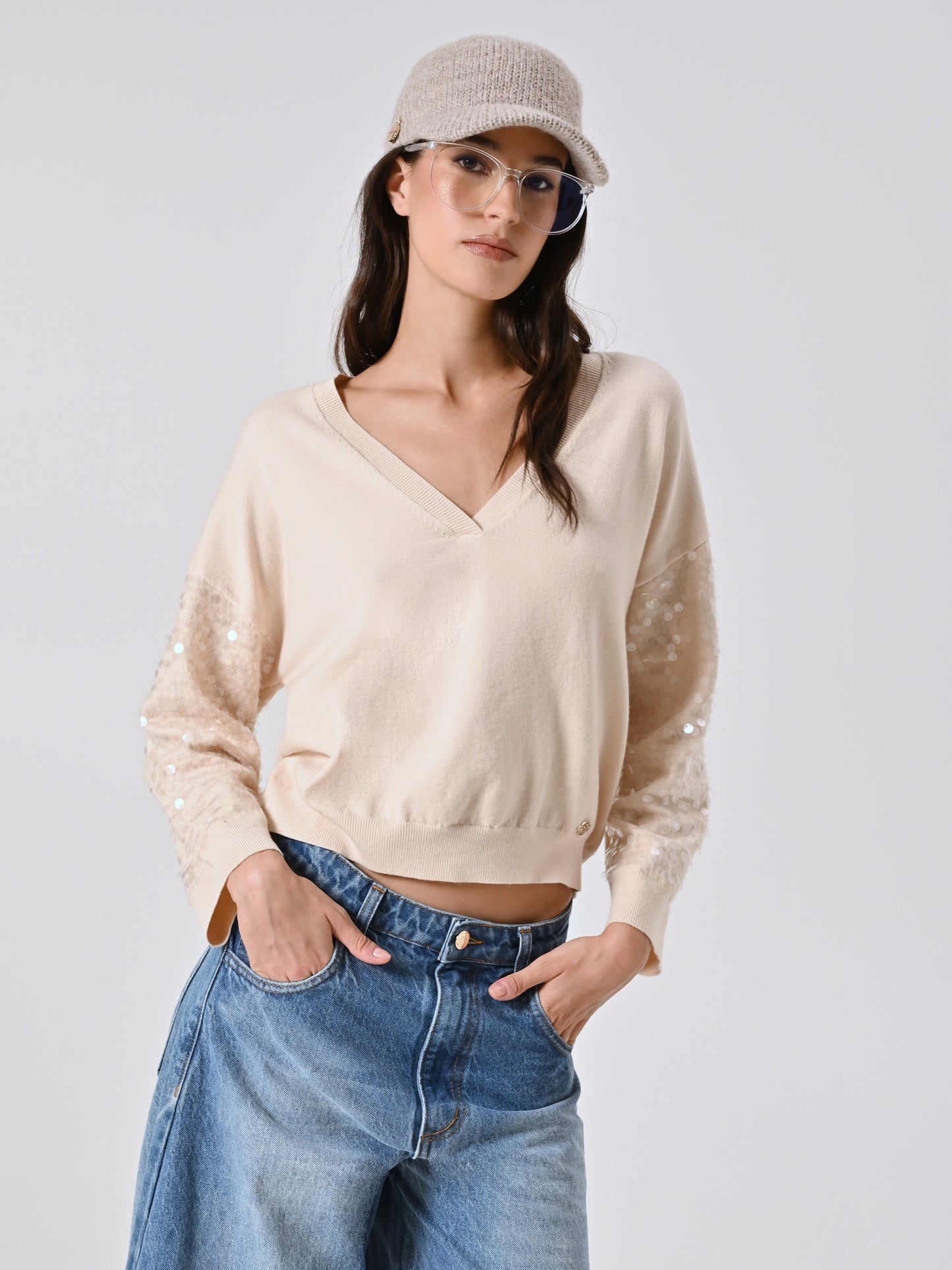 Maglia con Maniche Paillettes
