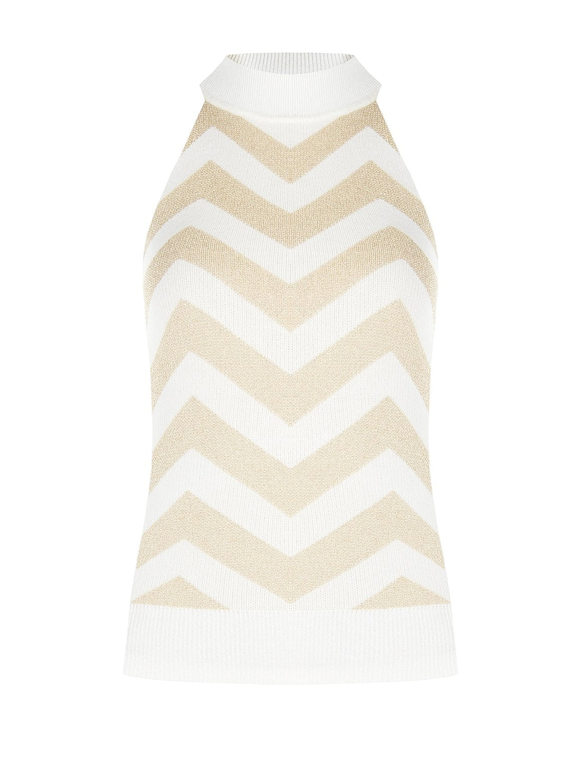 Top in Maglia con Motivo Chevron e Filato in Lurex