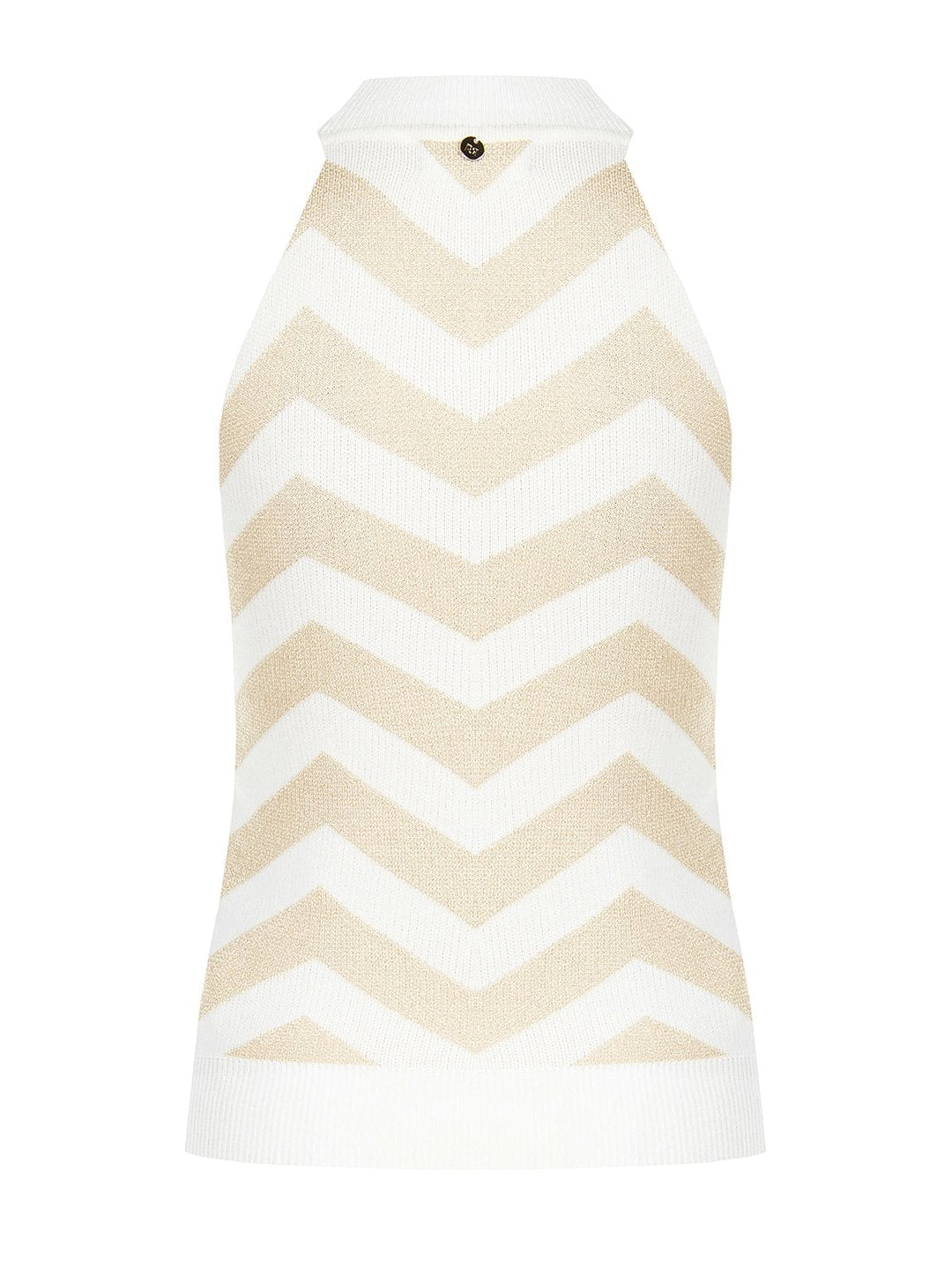 Top in Maglia con Motivo Chevron e Filato in Lurex