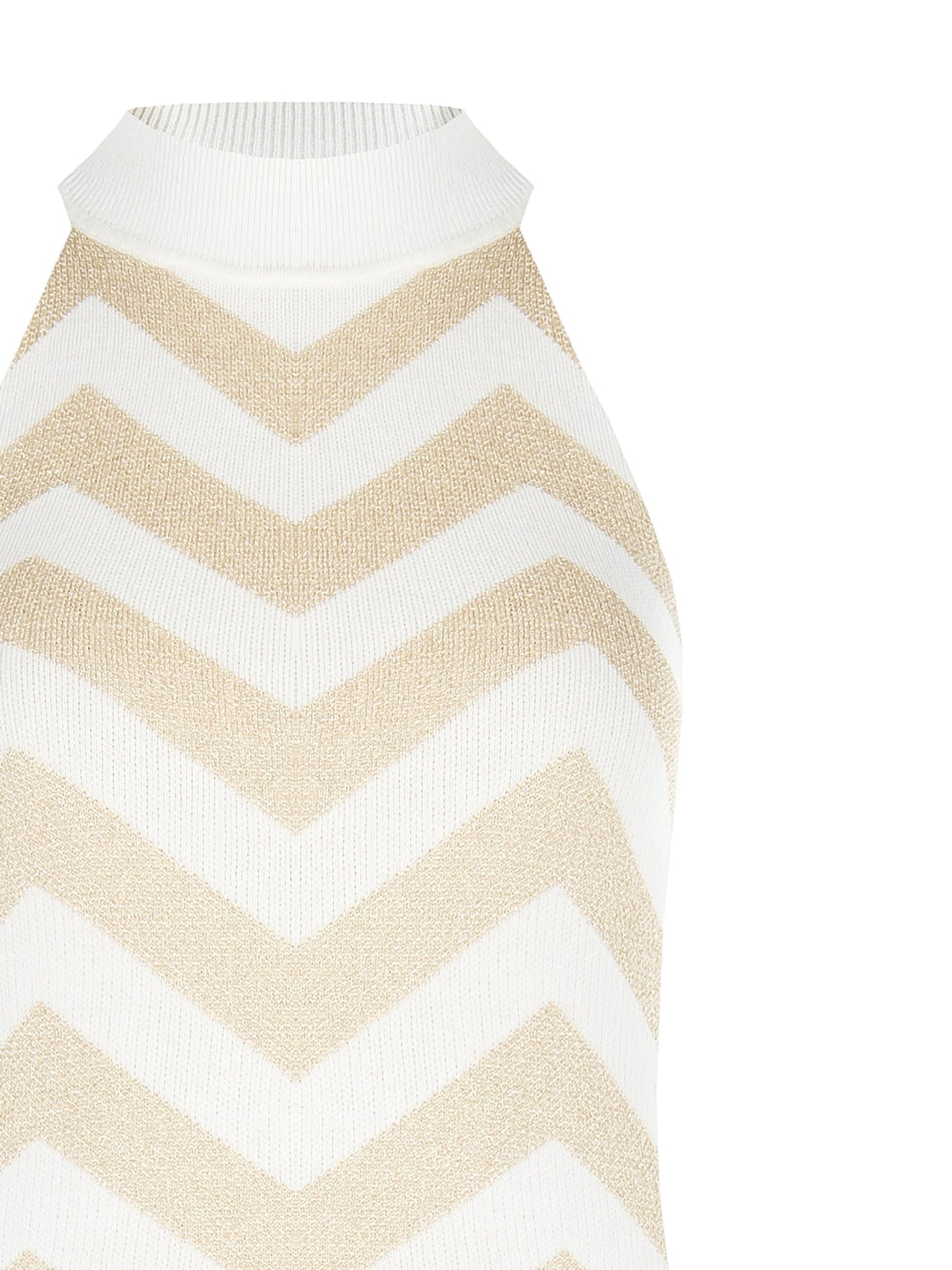 Top in Maglia con Motivo Chevron e Filato in Lurex