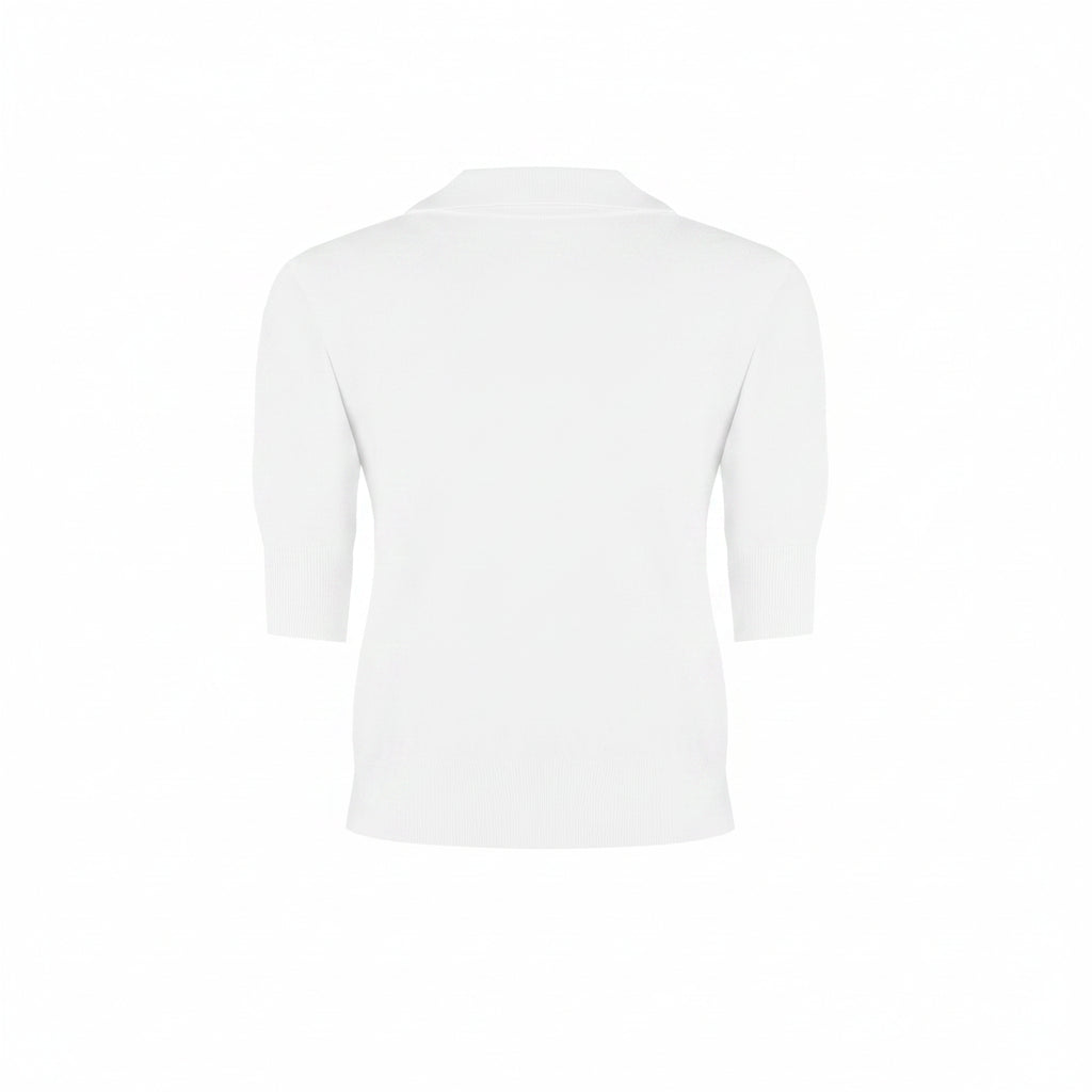 Polo in Maglia Leggera con Scollo a V