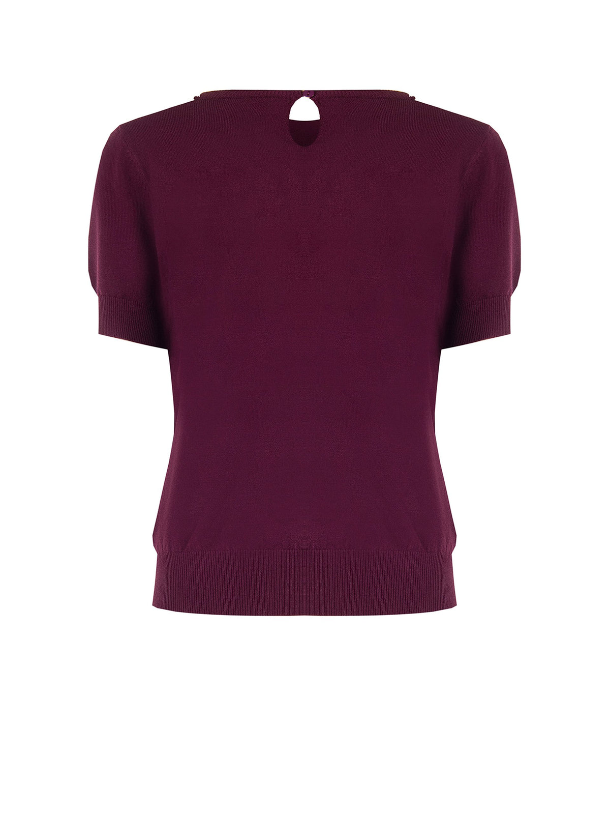 Maglione a Maniche Corte in Misto Viscosa con Cristalli Cabochon
