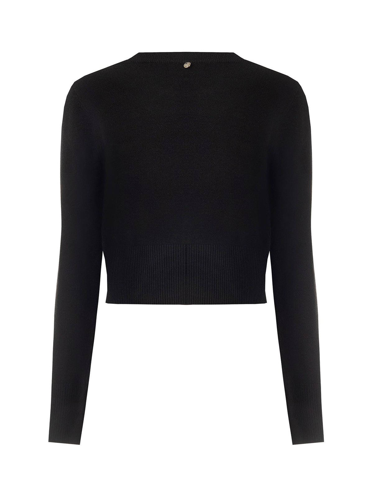 Maglione Crop in Misto Viscosa con cristalli Cabochon sul Girocollo