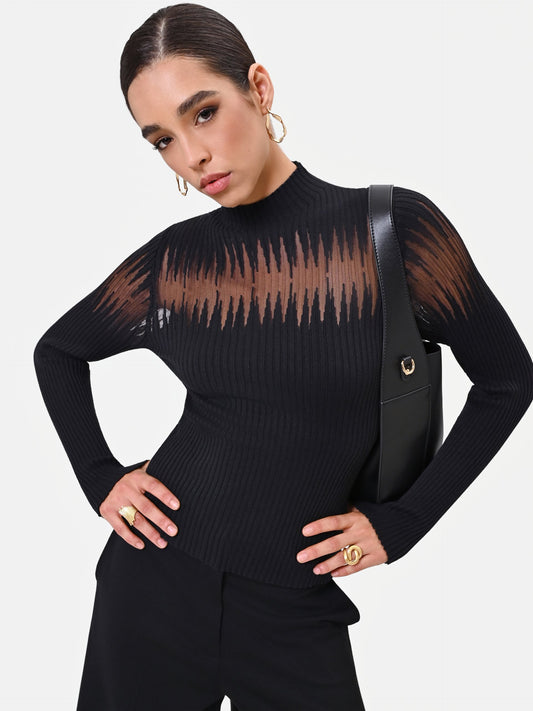 Maglia a Costine con effetto Semitrasparenza