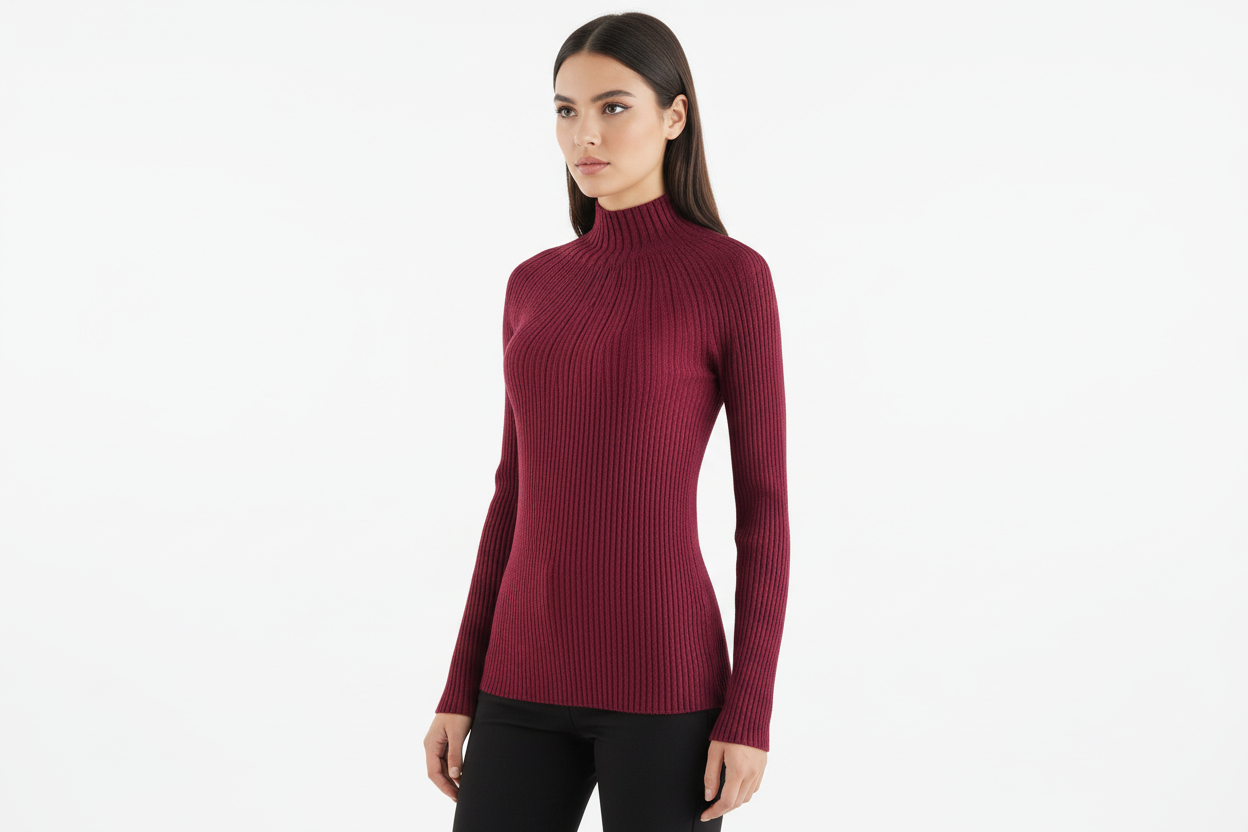 Maglia con Collo Alto e Trasparenze