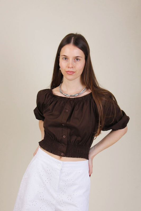 Blusa Cropped con maniche a Palloncino