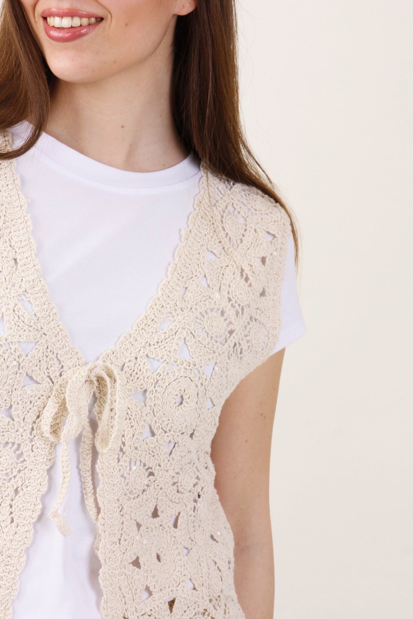 Gilet in Crochet con Micro Paillettes