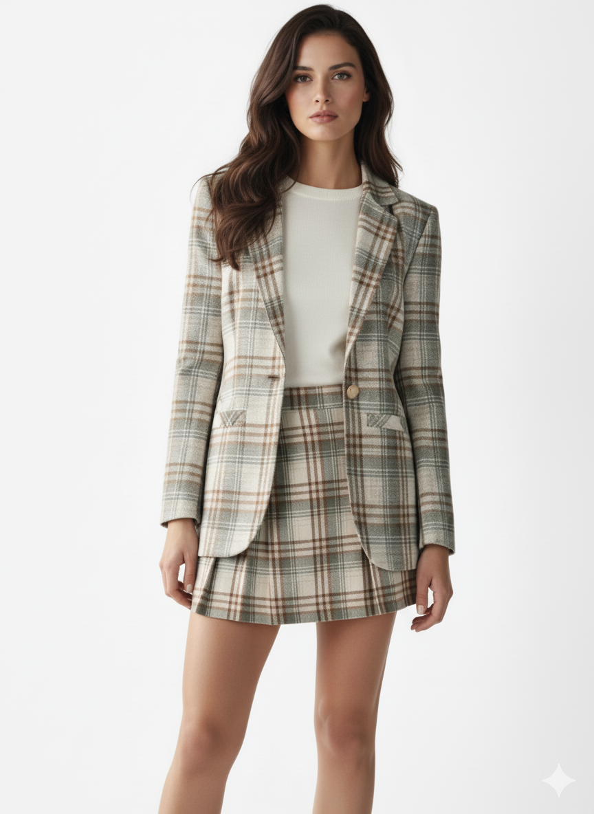 Giacca Quadri Motivo Scozzese