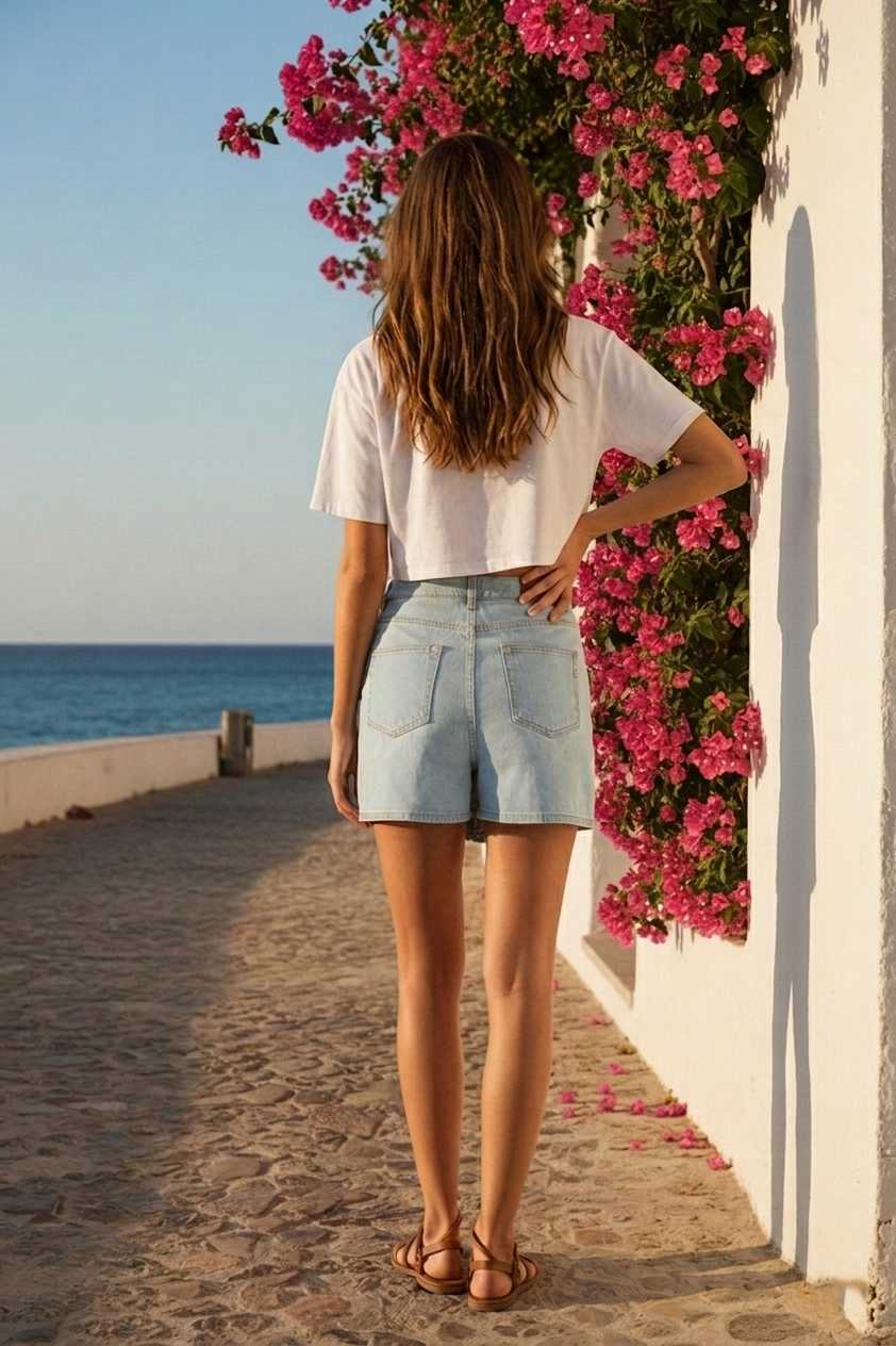 Minigonna Pantalone in Denim a Portafoglio