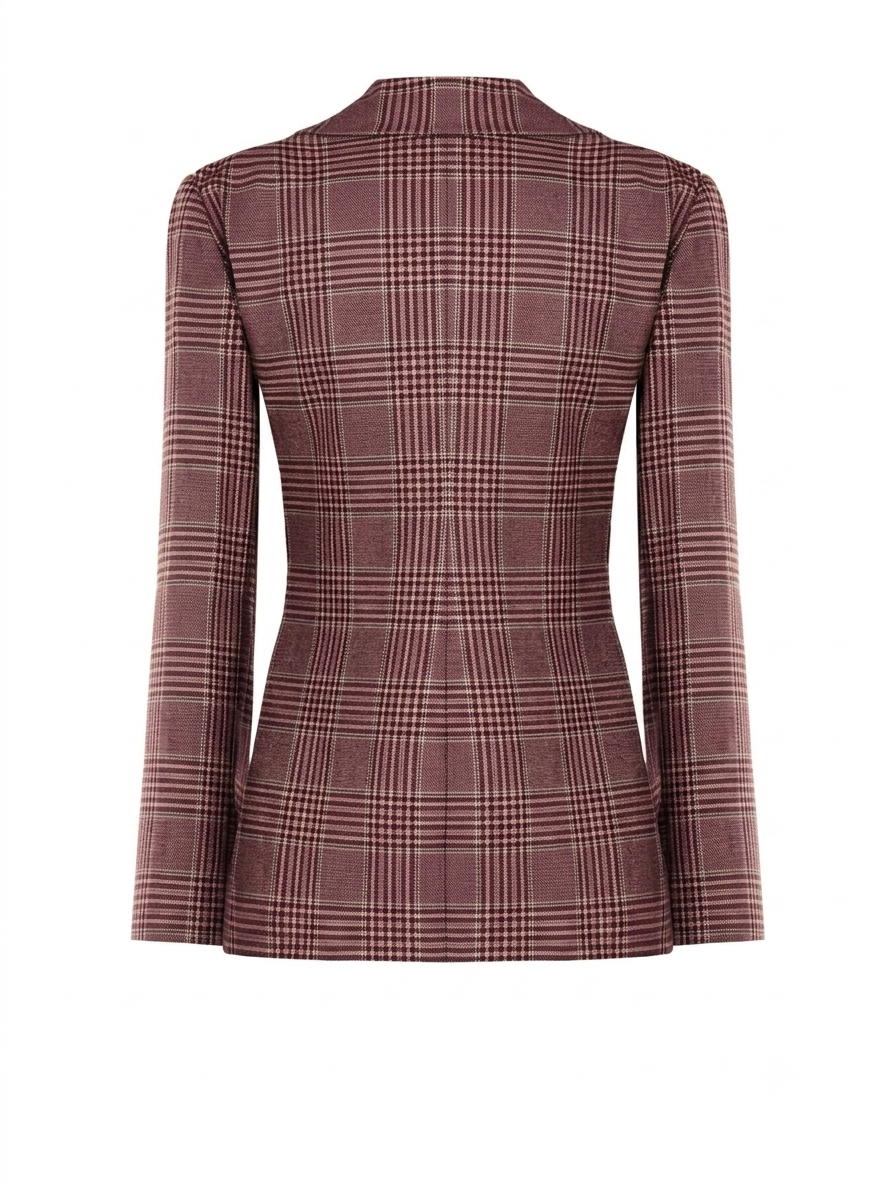 Giacca Blazer Sfiancata Stampa Check in Poliviscosa