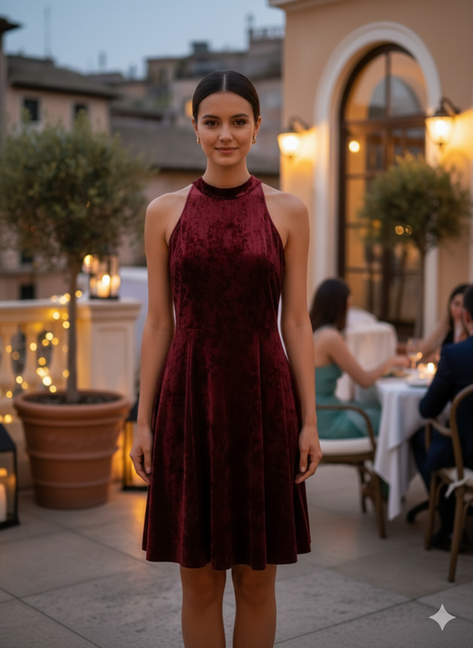 Abito Velluto Giro Maniche