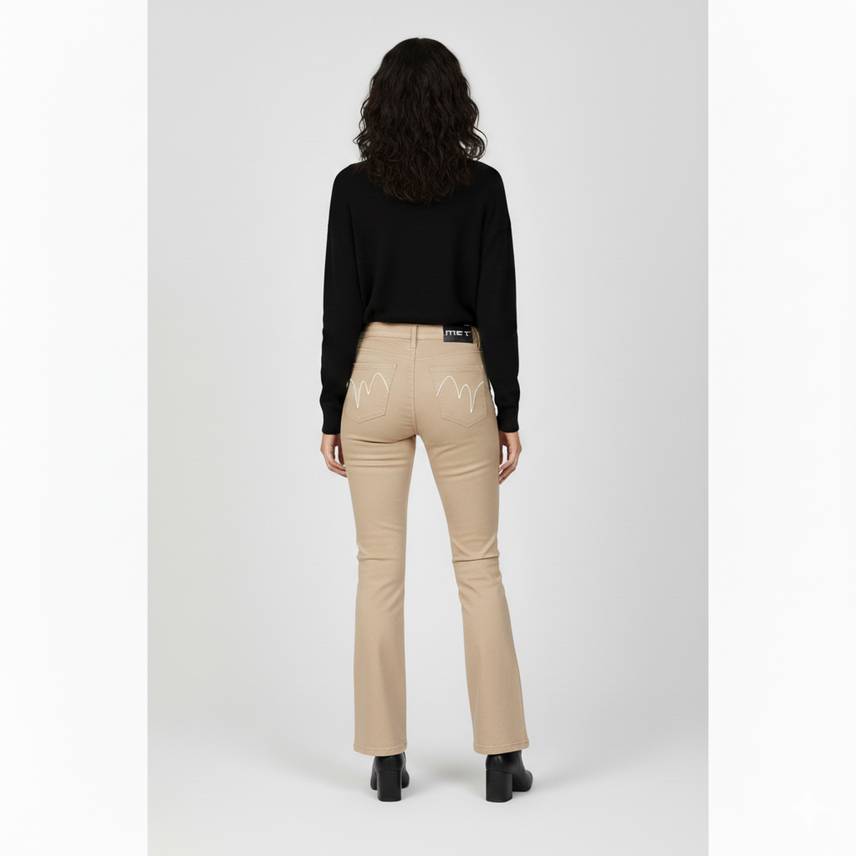 Pantalone Zampa a Vita Alta in Cotone - Met