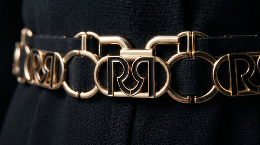 Cintura Sottile Elastica con Fibbie Logo RR