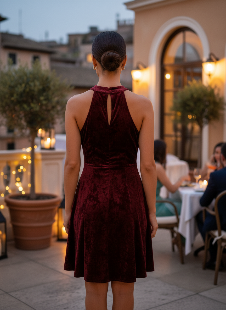 Abito Velluto Giro Maniche