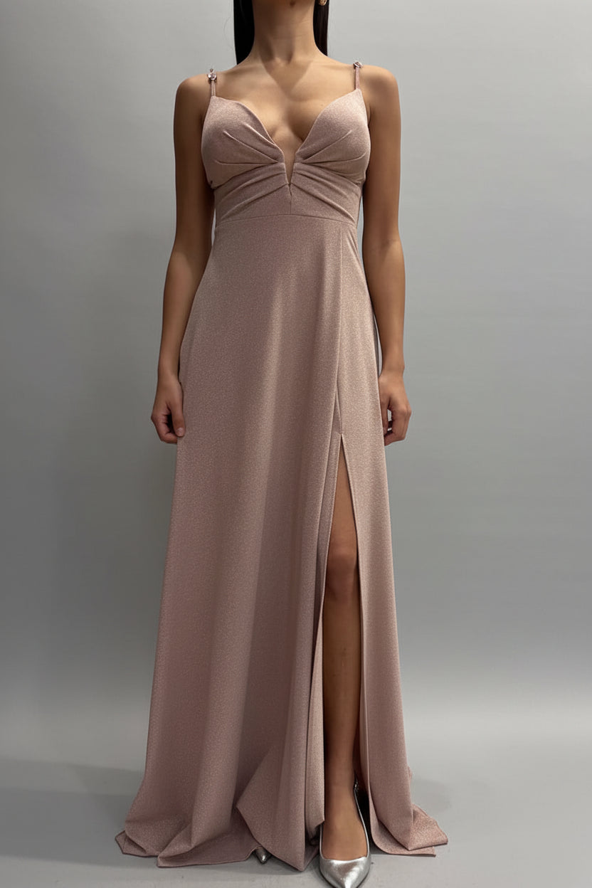 Abito lungo in Jersey Lurex