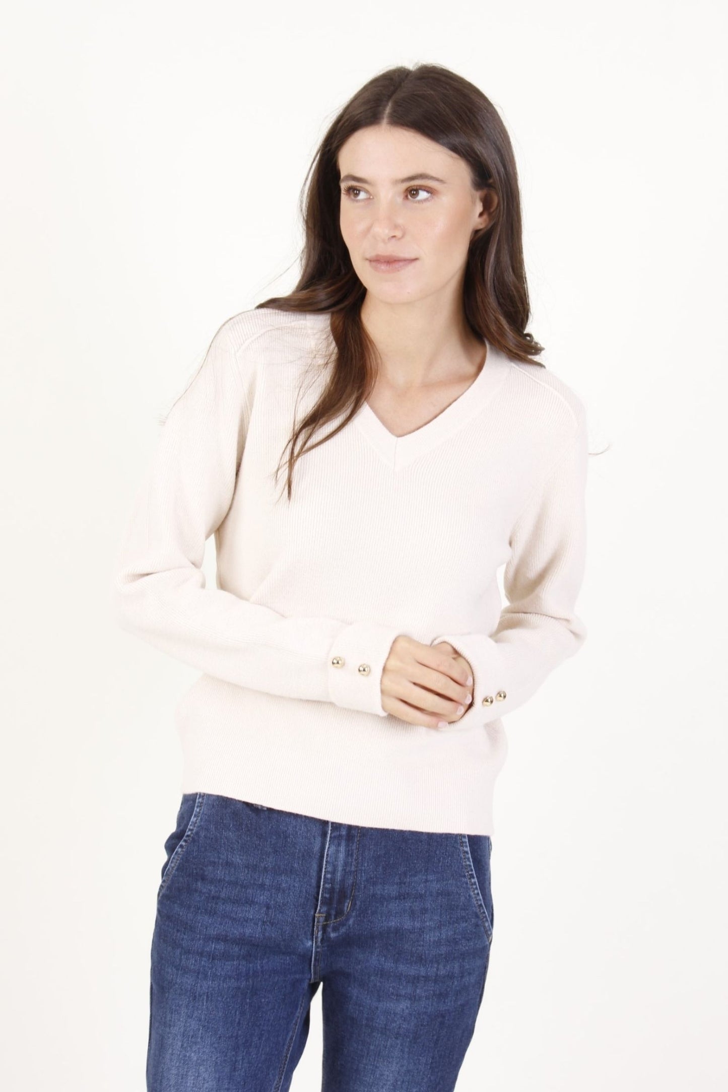 Maglia scollo V in Misto Lana