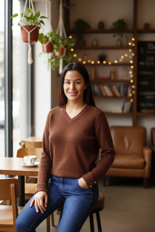 Maglia scollo V in Misto Lana