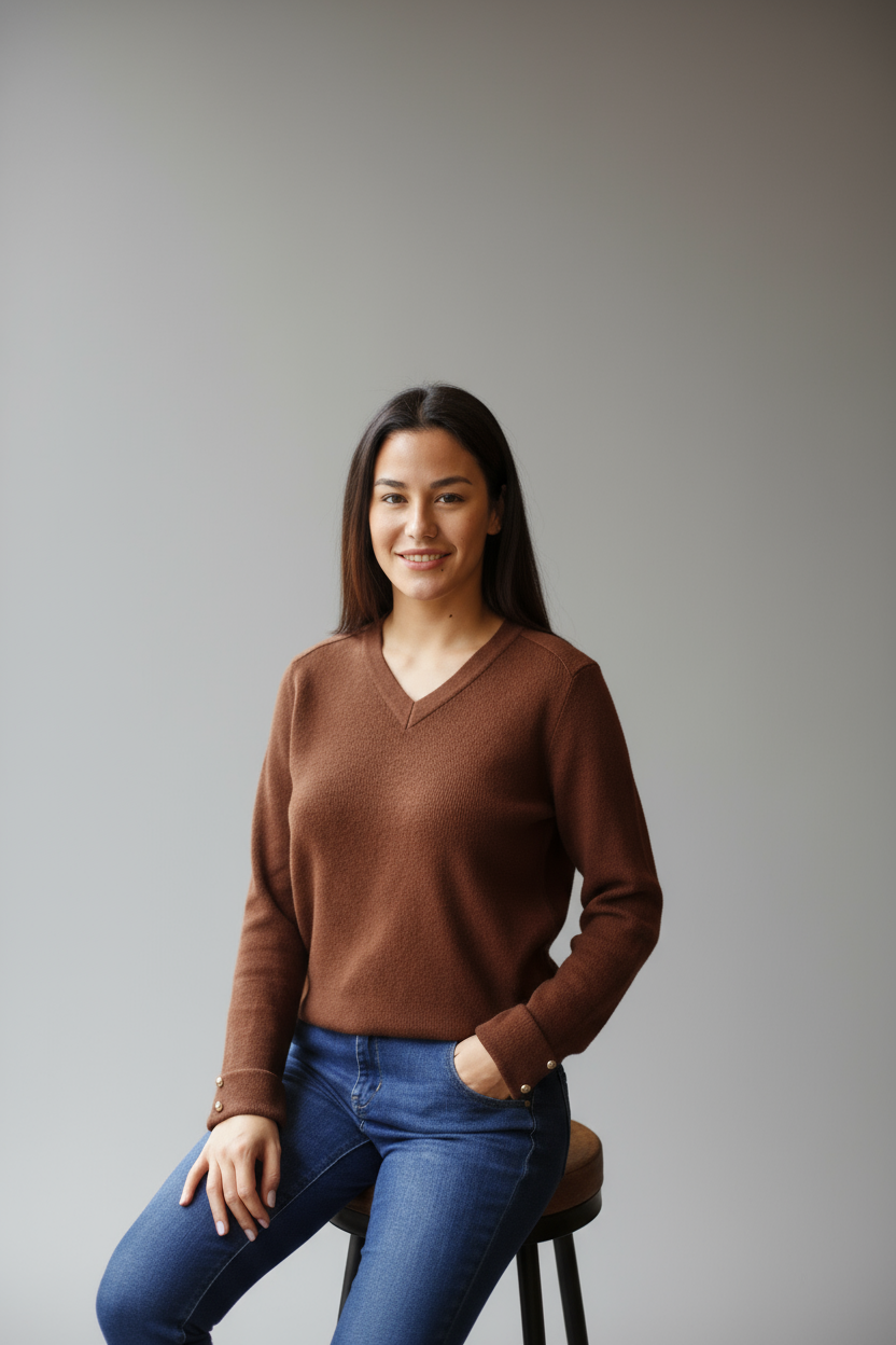 Maglia scollo V in Misto Lana