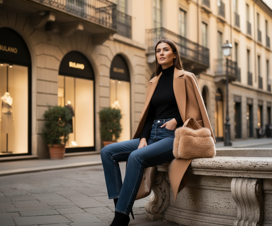 Borsa Pelliccia Manico Pelle