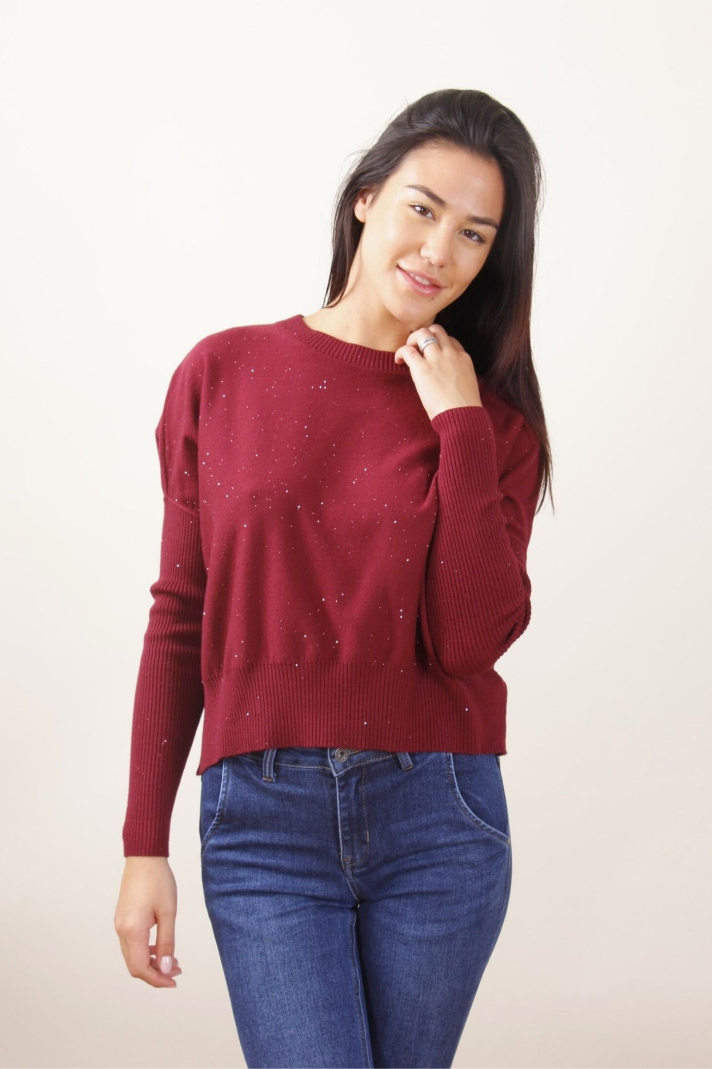 Maglia a maniche lunghe con Micro Paillettes